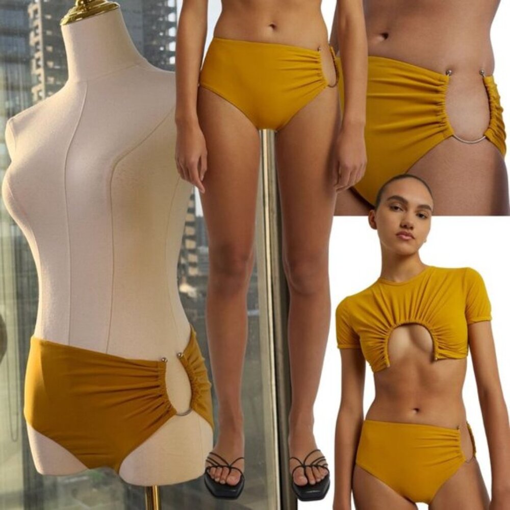 🆕 CHRISTOPHER ESBER 🧿 NWOT U Prong Swim Brief, Mustard, Sz AU 10 US 6
